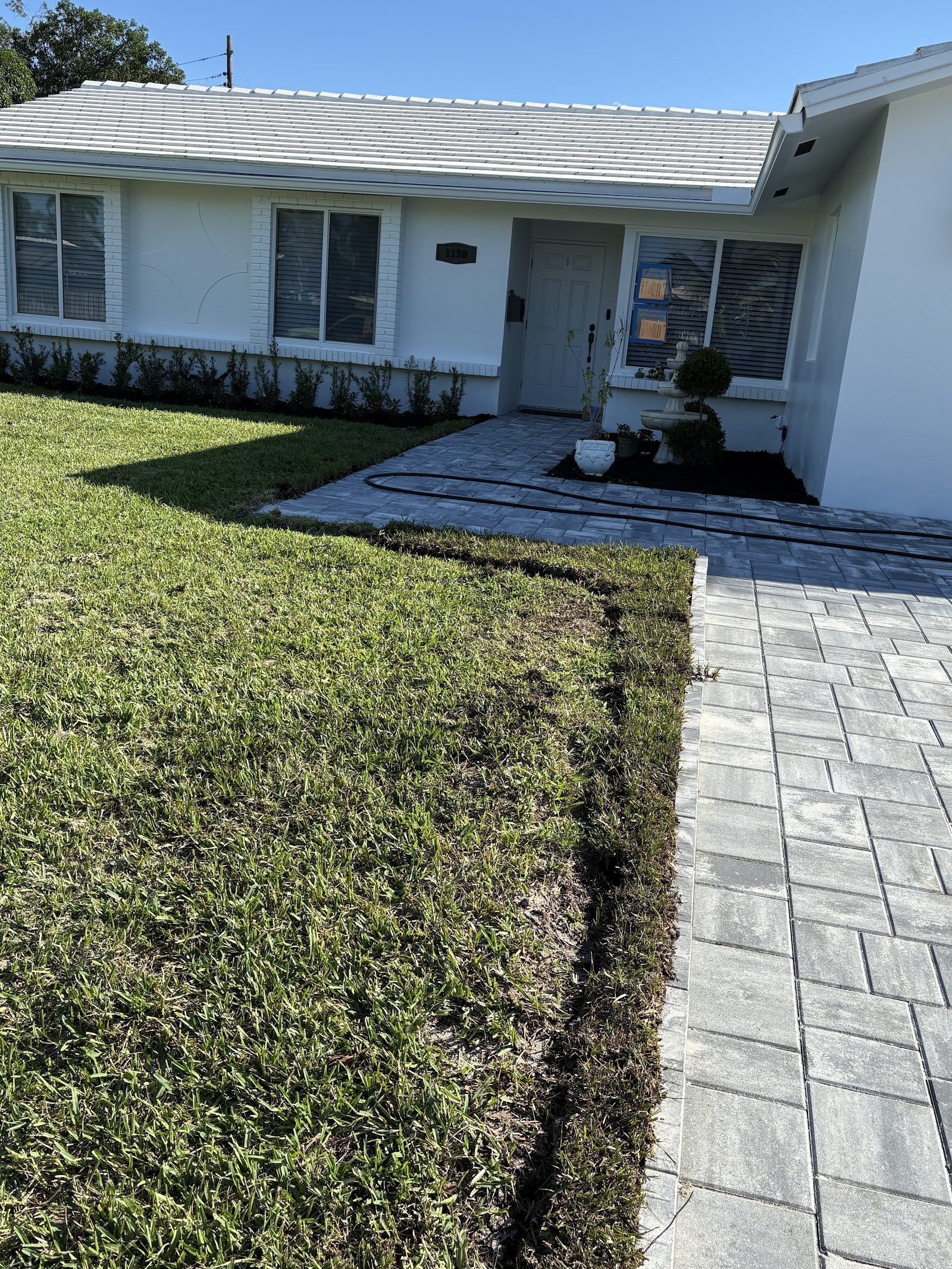 Front walkway and lawn edge, freshly trimmed