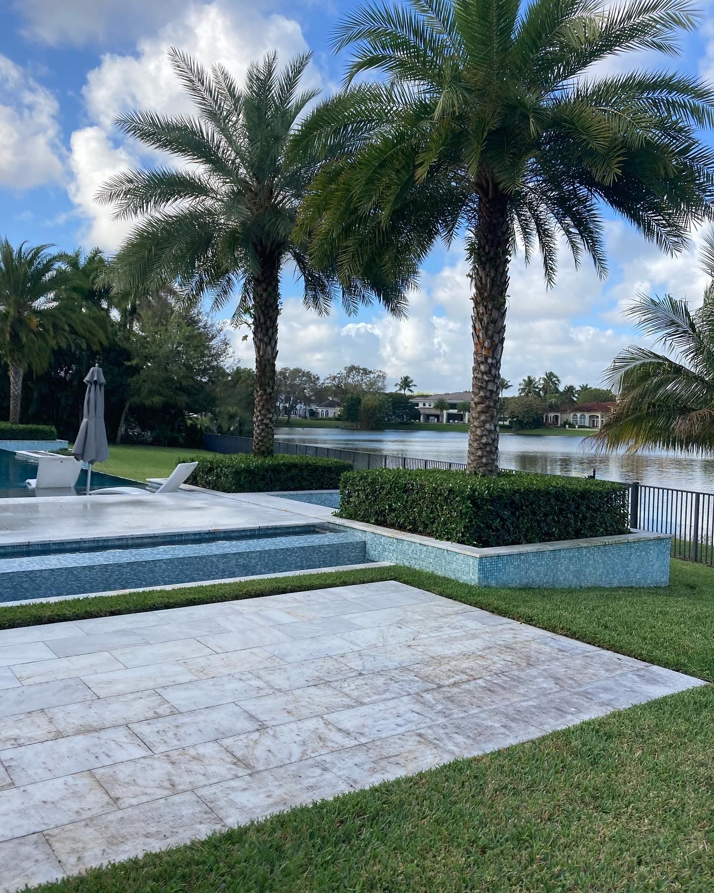 Waterfront pool patio, freshly finished